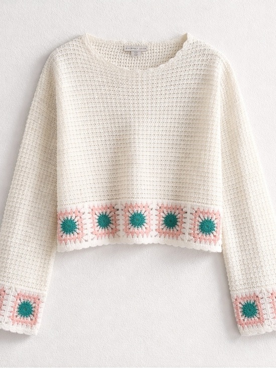 Sincerly Jules Tops - Sincerely Jules White Open-Knit Crochet Pullover